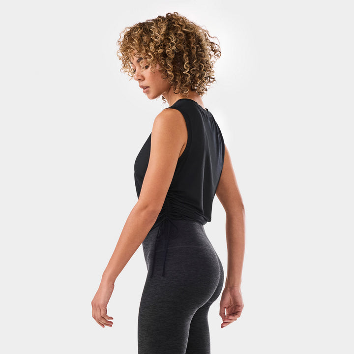 Crop Side Tie Tank Ebony