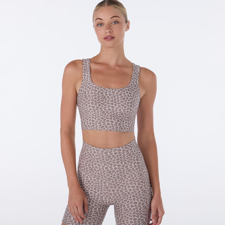 TaviCloud High Waisted 7/8 Stripe Legging - Leopard Sand